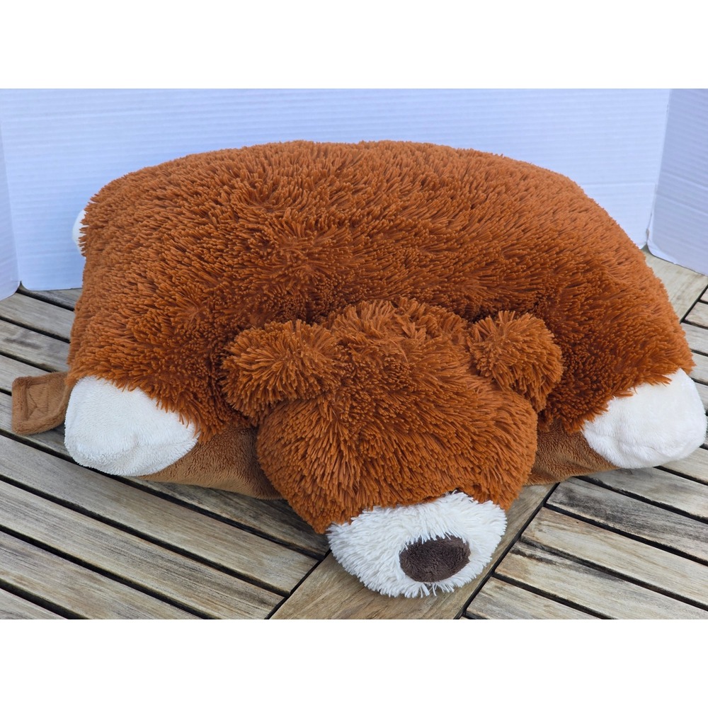 My Pillow Pets Brown Grizzly Bear 18 inch Large Plush Folding Pillow 2009 Vtg